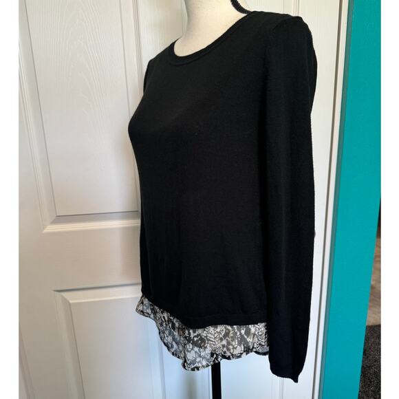 Verve Blues Tulip Back Black Double Layer Sweater Animal Print Women's Small - Picture 9 of 11